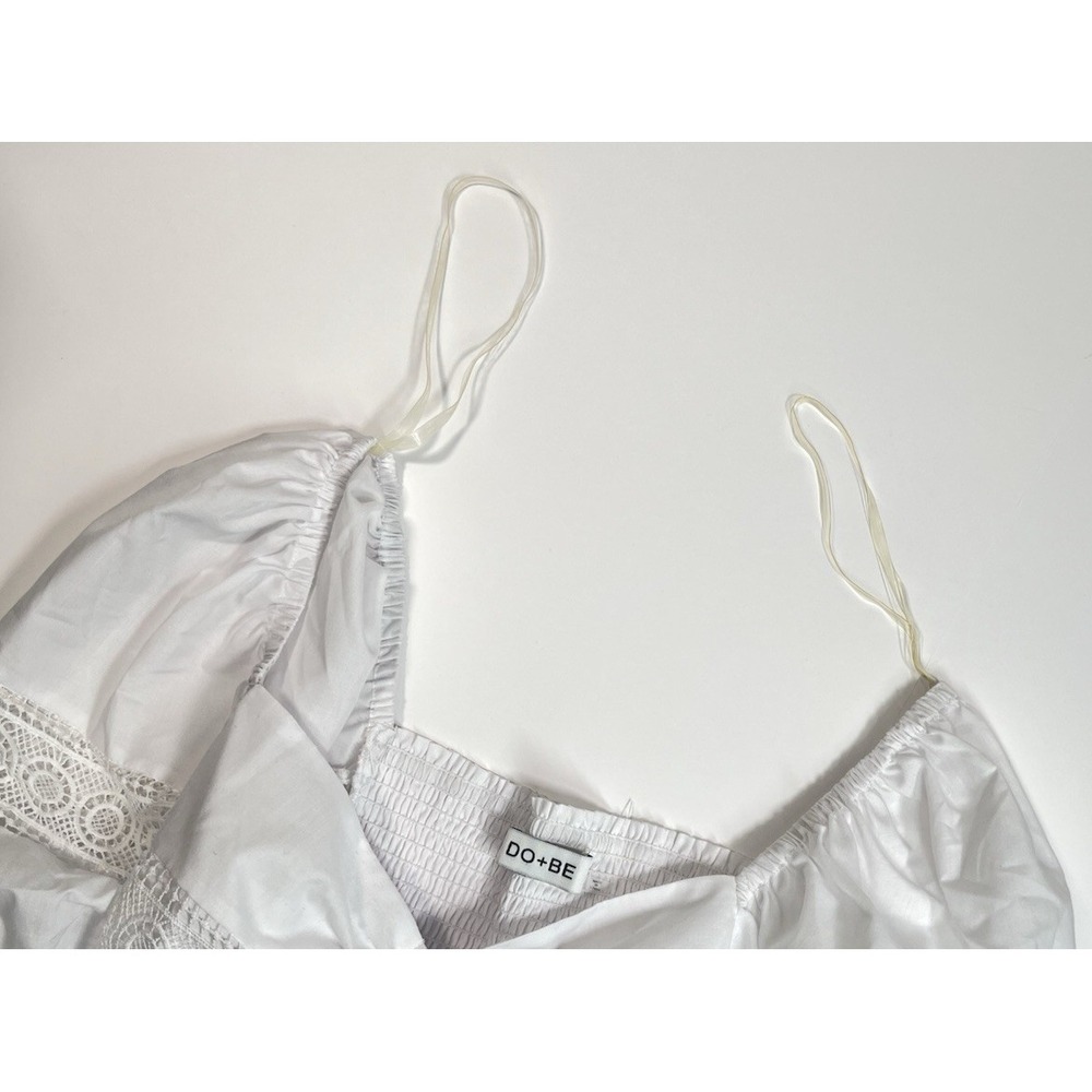 Do+Be White Cropped Top Puff Sleeve Womens Large Drindl Peasant Rencore Romantic - Picture 9 of 15